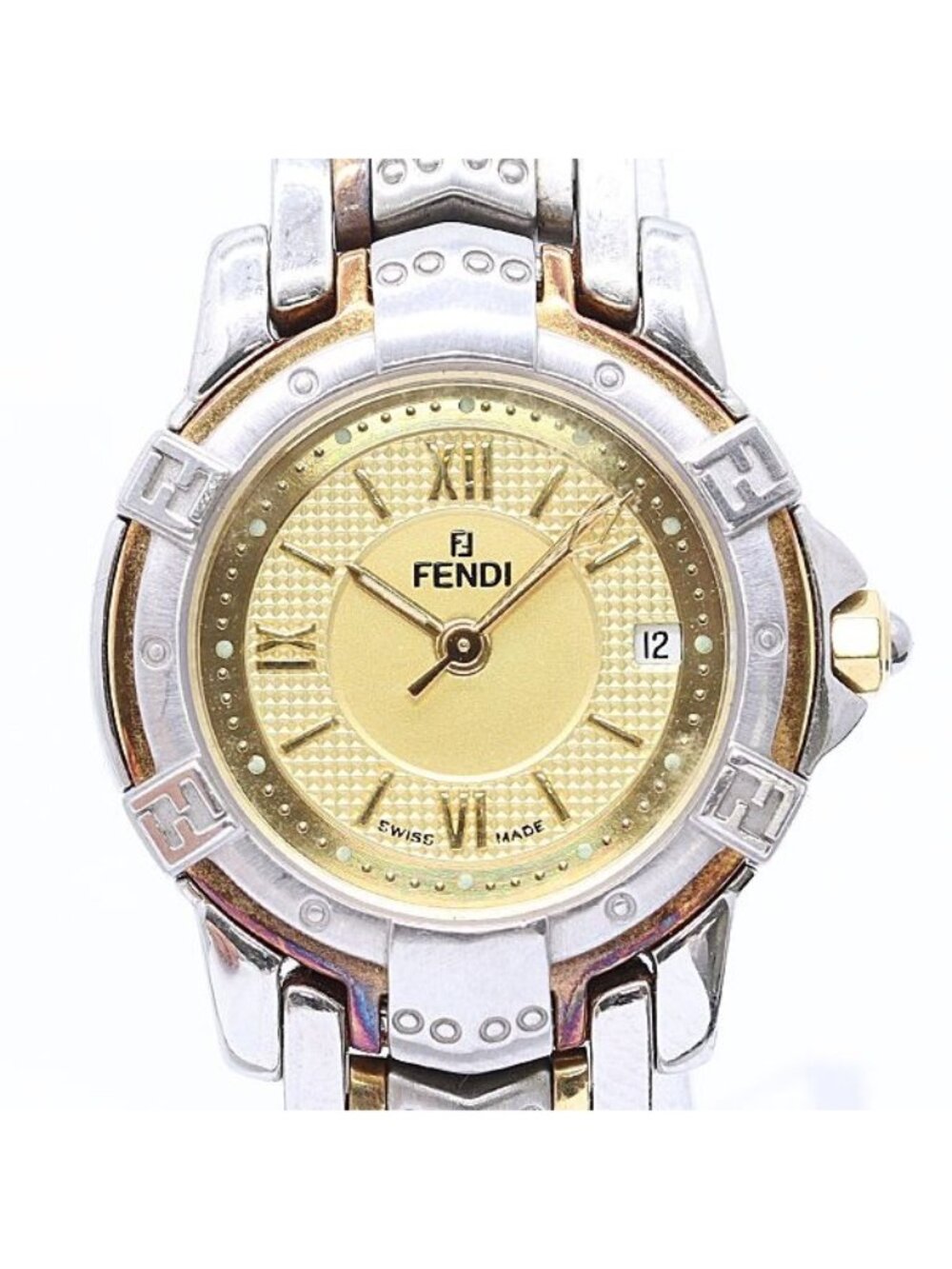 Fendi Quartz Date Gold Dial Watch